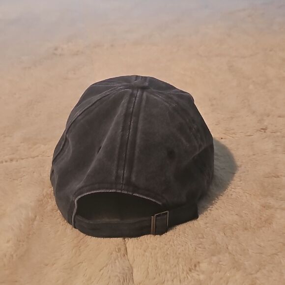 Hello Sunshine Embroidered Hat Navy Blue With Adjustable Strap. - Picture 4 of 4